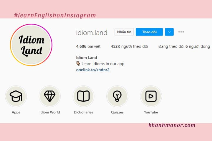 học tiếng Anh trên Instagram