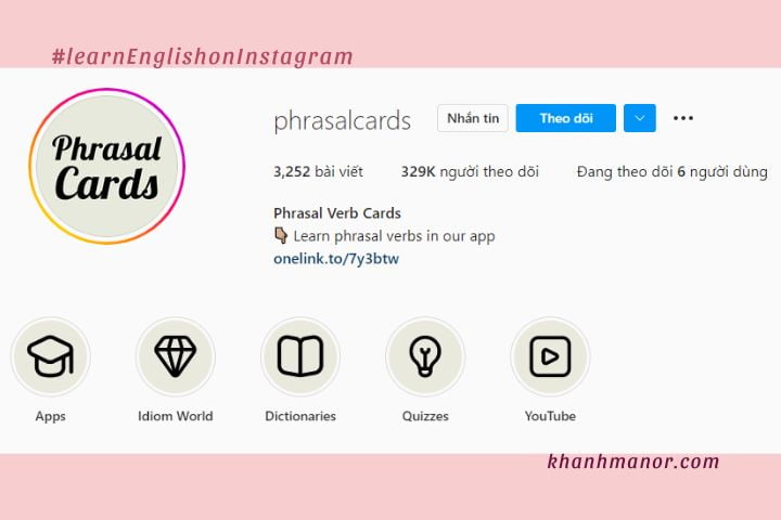 học tiếng Anh trên Instagram