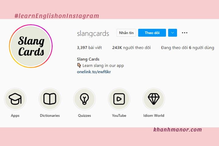 học tiếng Anh trên Instagram